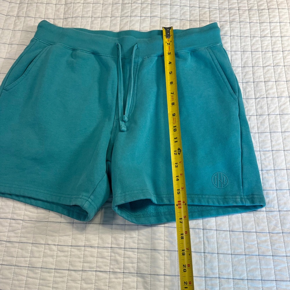 Ninth Hall Fundamentals Mens Teal Fleece Shorts Size L Organic Cotton Blend - Picture 4 of 9